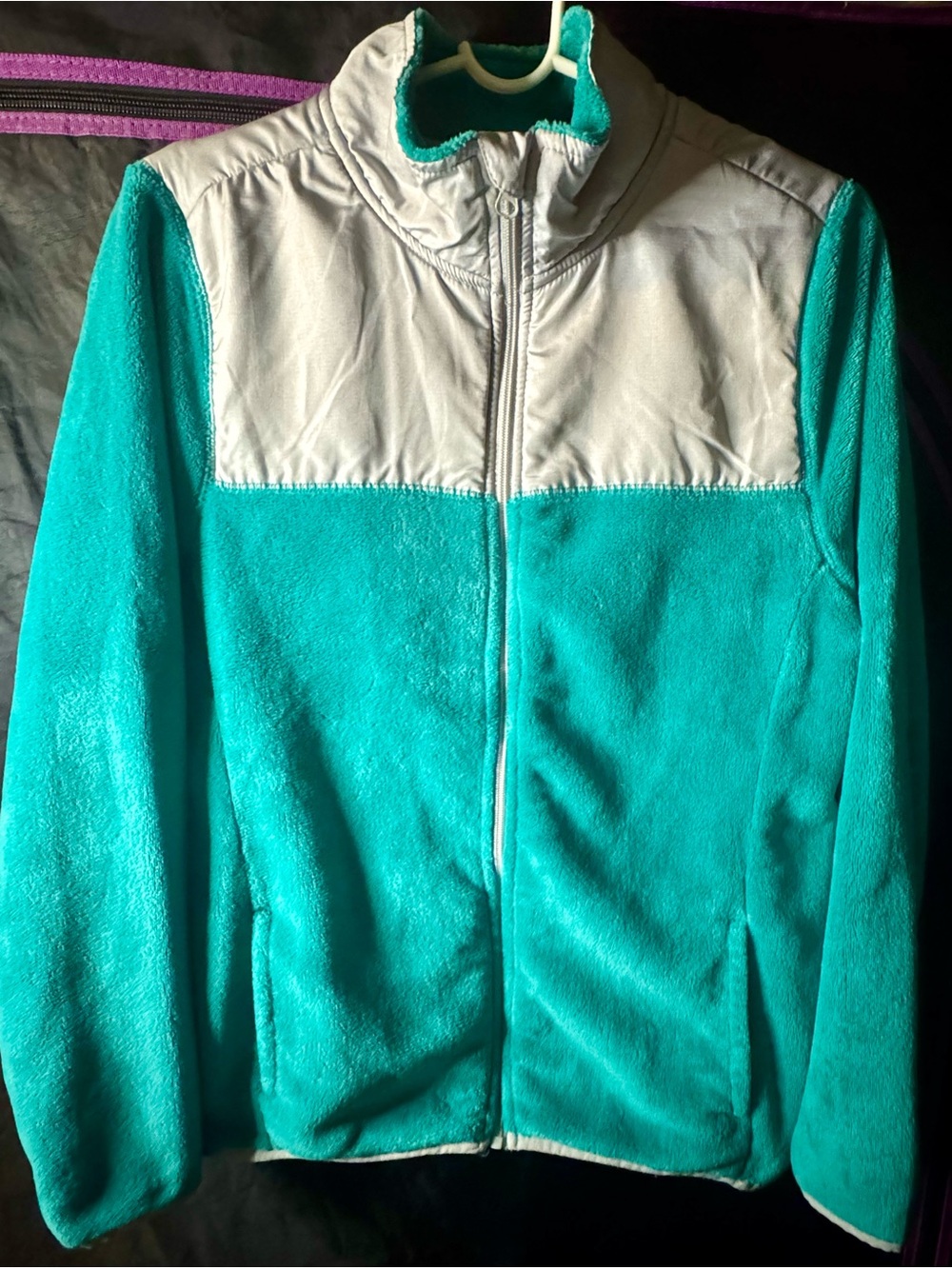Pony Teal and Light Gray Full-Zip Fleece Jacket
